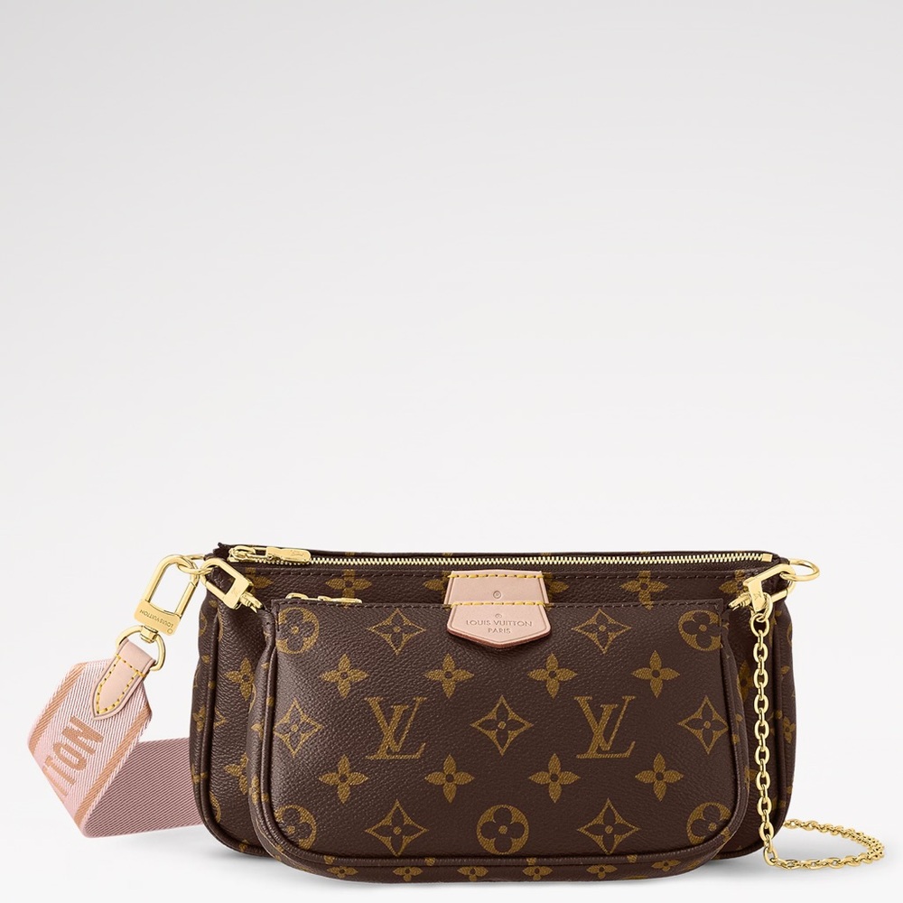 Authenticated LV Louis Vuitton Multi Pochette Accessoires PINK Monogram